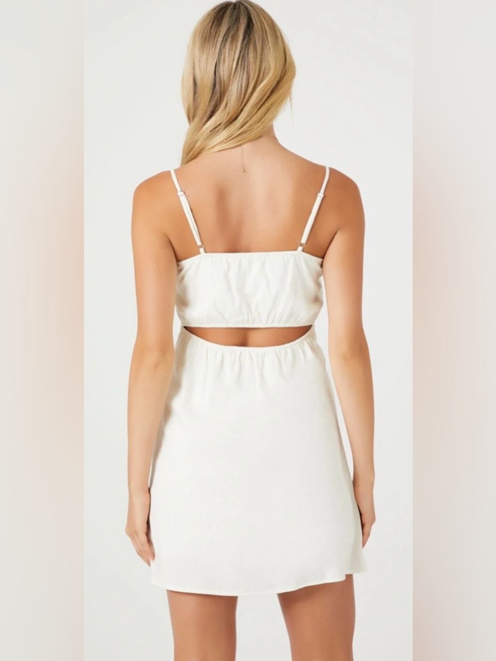 Forever 21 White Spaghetti Strap Mini Dress with Side Ring Detail. NWT. Small. - Picture 3 of 9